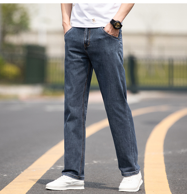 新款牛仔裤子男宽松直筒2021秋季新款弹力大码潮流休闲牛仔长裤男