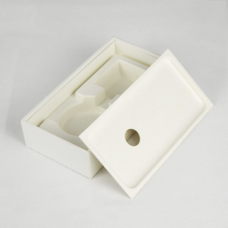 手机耳机充电器纸塑包装盒 竹浆模塑防护内衬纸浆托 湿压环保纸托