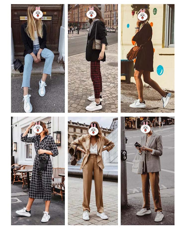 antoniomcqueen安东尼奥麦昆银色小白鞋牛皮休闲内增高女系带板鞋