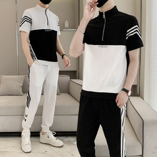 男士休闲运动套装薄款衣服2023年夏季新款韩版潮流帅气搭配二件套