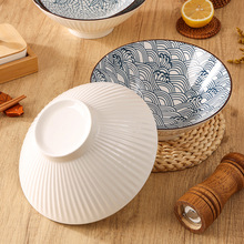 日式面碗家用大碗喇叭碗陶瓷斗笠碗拉面碗防烫面条碗和风餐具套组