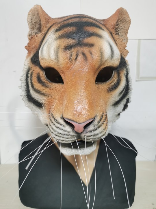 2022虎年乳胶面具老虎新年跨年动物全脸头套成人装扮卡通道具派对
