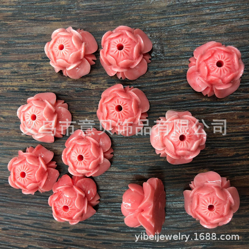 Synthetic Pink Pressed Scattered Beads Flowers Animal Fruit Ocean Implication Shell Embossed DIY Ornament Bracelet Necklace Accessories