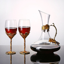 红酒杯套装家用大号珐琅彩水晶玻璃 高档大号彩绘花蕊高脚杯批发