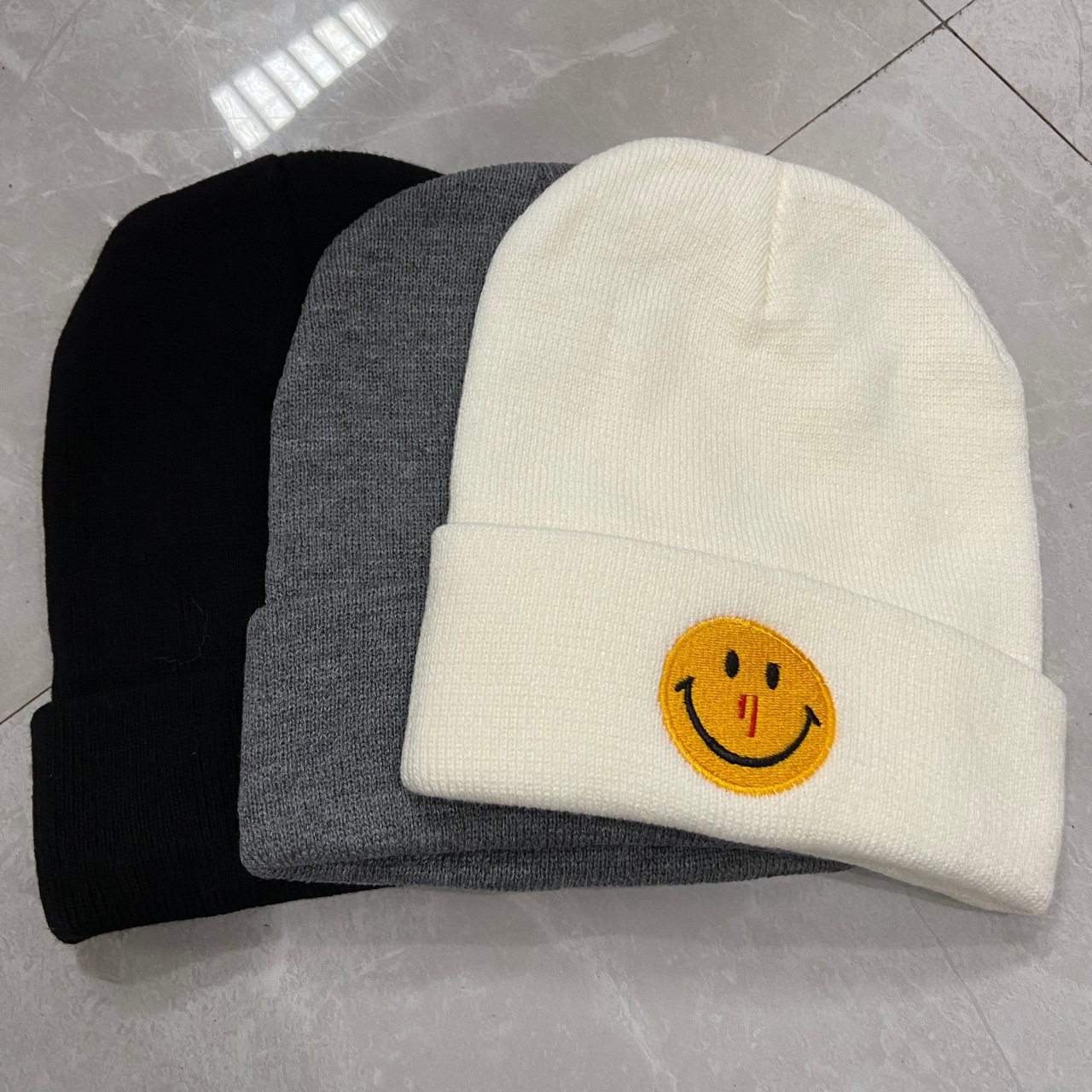笑脸毛线帽drew帽刺绣针织帽冷比伯同款男女复古瓜皮帽日系潮-询价