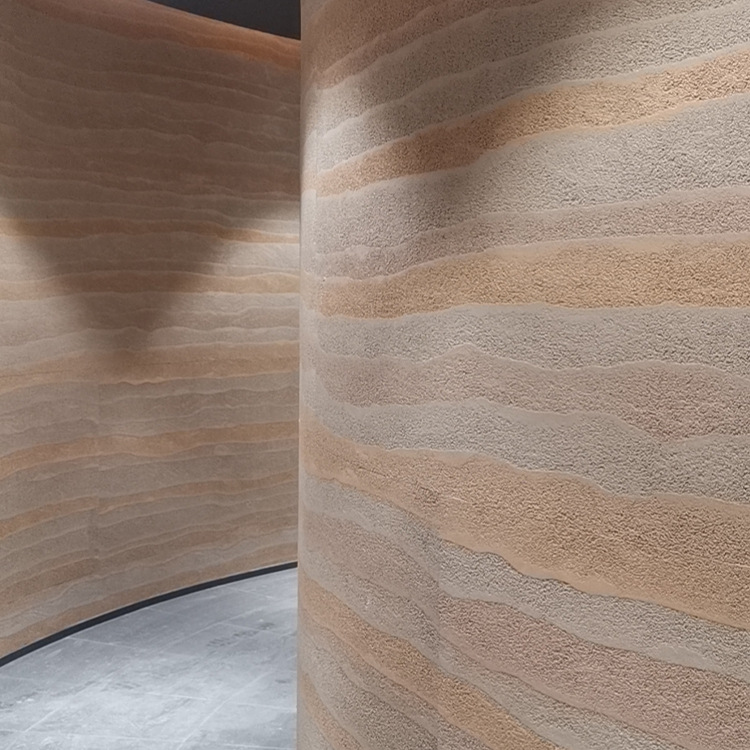 渐变色粗夯土板a款柔性可弯曲室内防潮防火外墙高层不脱落软石