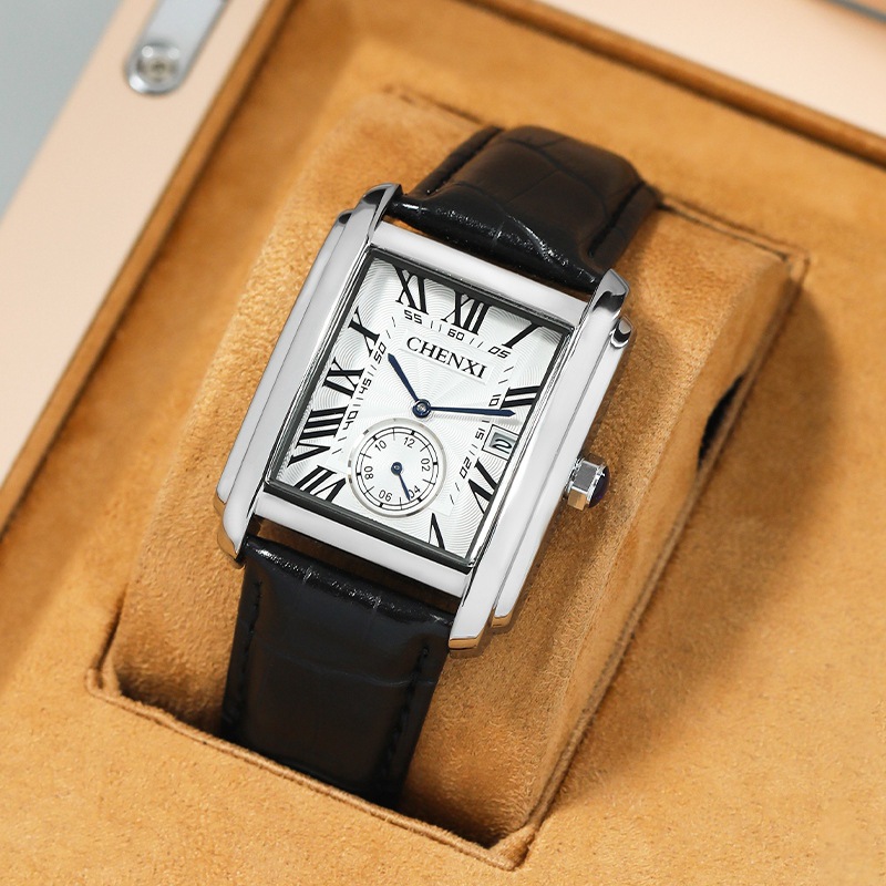 官方古浪琴海正品坦克手表男款方形时尚商务休闲真皮复古防水名牌