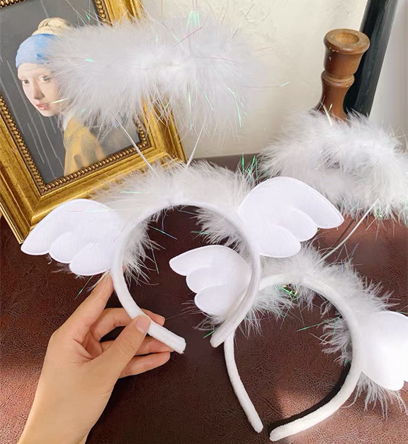 Cross-Border Hot Sale Angel Wings Headband Pure Desire Ceiling Hair Accessories Fairy Garland Headband Holiday Performance Decoration
