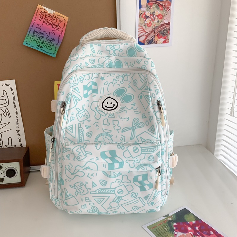 Junior's Schoolbag Women's Korean-Style Printed Large-Capacity Backpack for Grade 3 to Grade 6 Middle School Students' Backpack