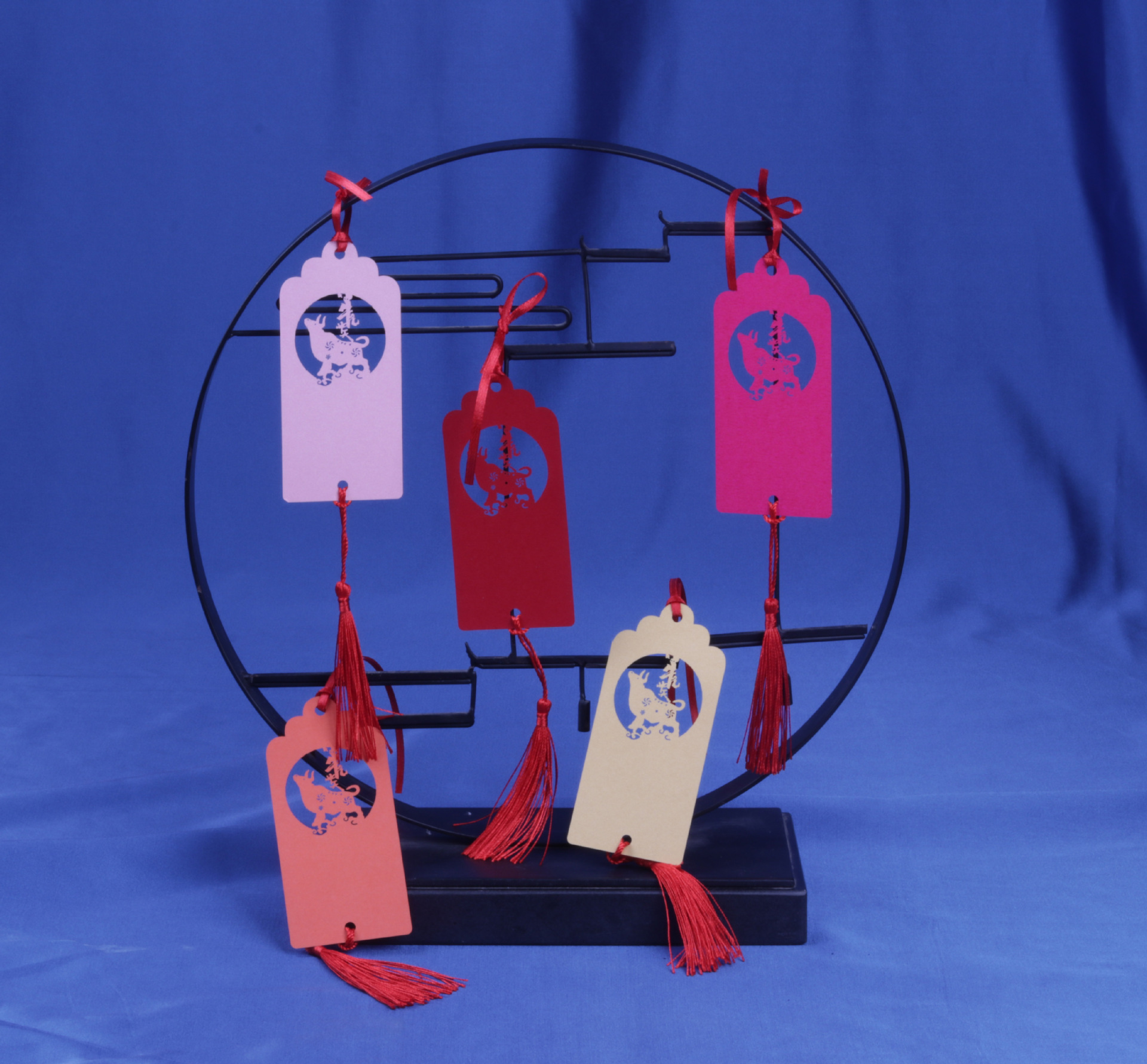 新年福卡 寺庙许愿卡 牛年定制卡片 流苏纸卡 祈福手写吊卡