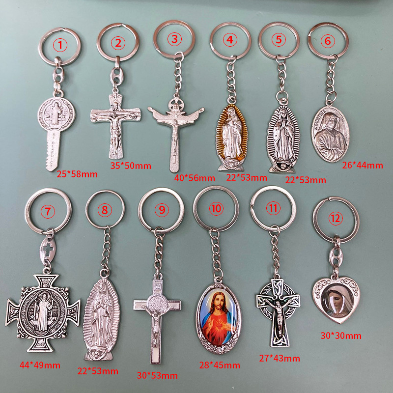 Retro Style European Style Cross Keychain DIY Ornament Accessory Bag Keychain Hanging Piece Pendant Factory Wholesale