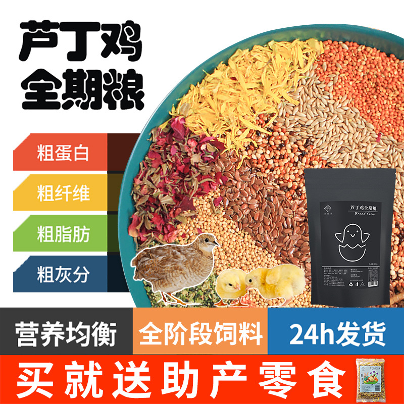 芦丁鸡饲料期粮育雏通用产蛋配方粮鹌鹑蔬果面包虫营养美毛饲料