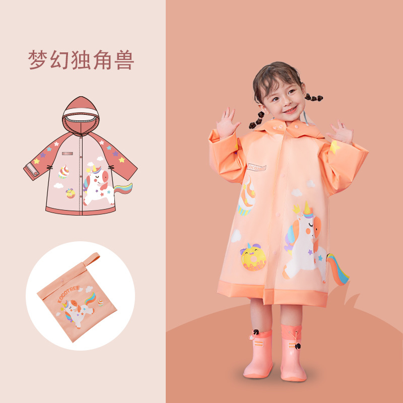 Kocotree Children's Raincoat 2022 New Boys and Girls Waterproof Poncho Kindergarten Baby with Schoolbag for Primary School Students