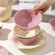 紫色陶瓷米饭碗家用新款法式盘餐具高颜值特别好看的碗碟盘