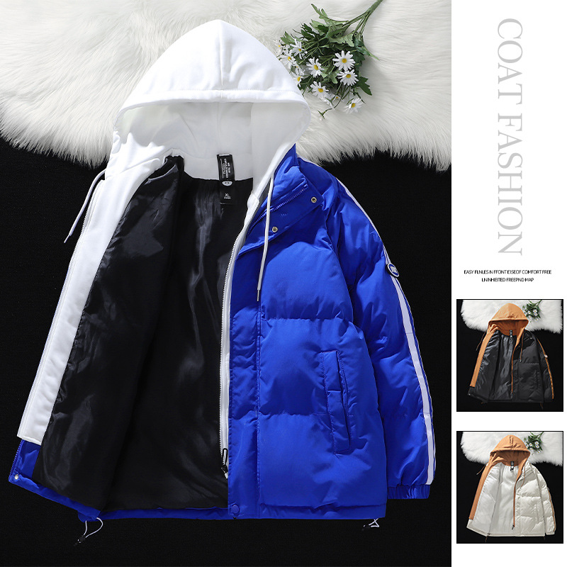 Fake Two-Piece Cotton-Padded Coat Men's Winter Warm Coat Men's Bread Coat Youth Winter Fashion Brand Cotton-Padded Coat