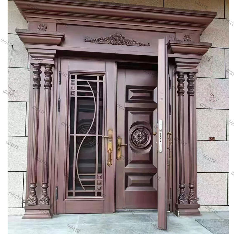 别墅大门玻璃纱门防蚊门复合对开双开门家用锌合金乡村自建房大门