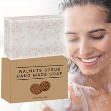跨境外贸scrub soap核桃磨砂颗粒皂椰子手工皂冷制皂沐浴洗澡香皂