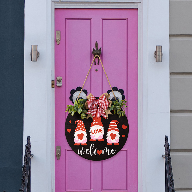 Mother's Day Decorations Creative Love Floor Essence Door Plate Red Bow Love Rudolf Welcome Door Hanging