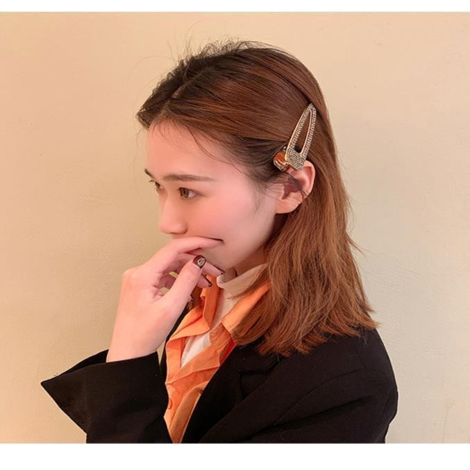 韩国发夹女水钻珍珠一字夹ins网红满钻刘海夹侧边发卡带钻边夹子