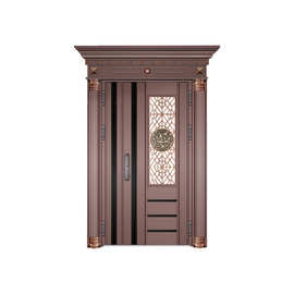 富喜龙厂家定制黑钛拉丝摩卡棕别墅进户大门 304不锈钢罗马柱大门