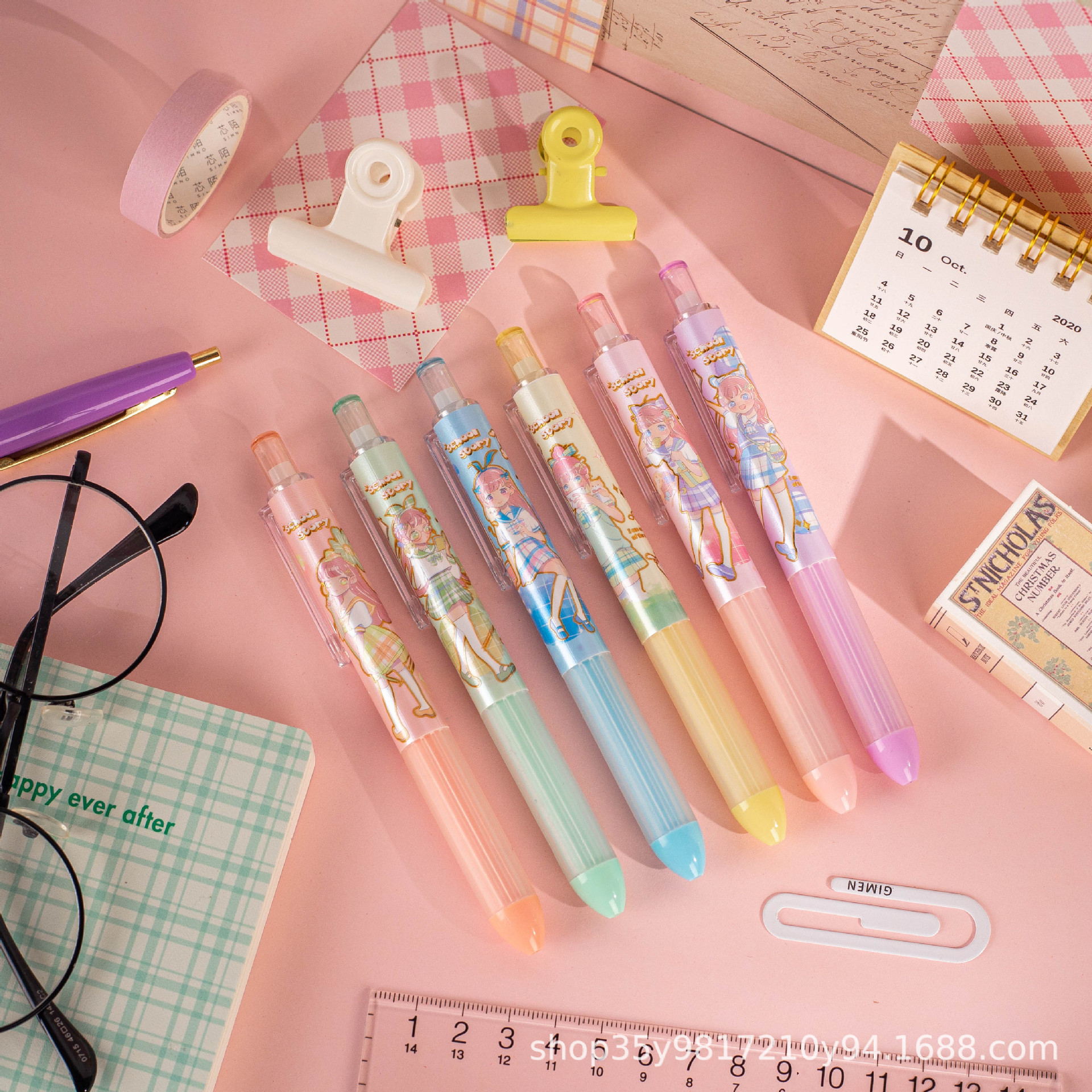 一木林2702少女高校st头按动中性笔考试ins高颜值可爱黑水书写笔