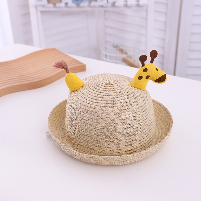 Straw Hat Children's Seaside Spring and Summer Sun-Proof Sun Straw Hat Curling Beach Sun Hat Summer Casual Korean Fashion