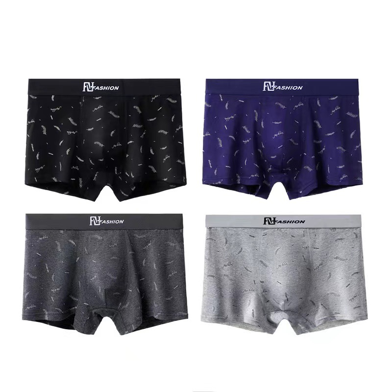 Men's Underwear Pure Cotton Graphene Fat Guy plus Size Boxers Breathable Mid Waist Printed Boxers Factory Direct Sales