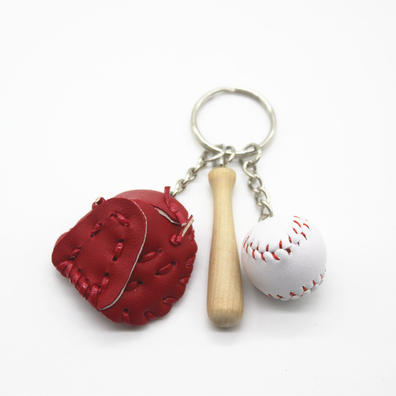 2cm Baseball Keychain Three-Piece Pendant Gift Baseball Three-in-One Fashion Car Pendant Souvenir Wholesale