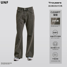 UNF A*NE平替原样开发泥染微喇水洗做旧cleanfit直筒休闲裤牛仔裤
