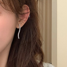 小众设计感波浪锆石金属耳钉女韩国个性简约百搭气质时尚耳环耳饰