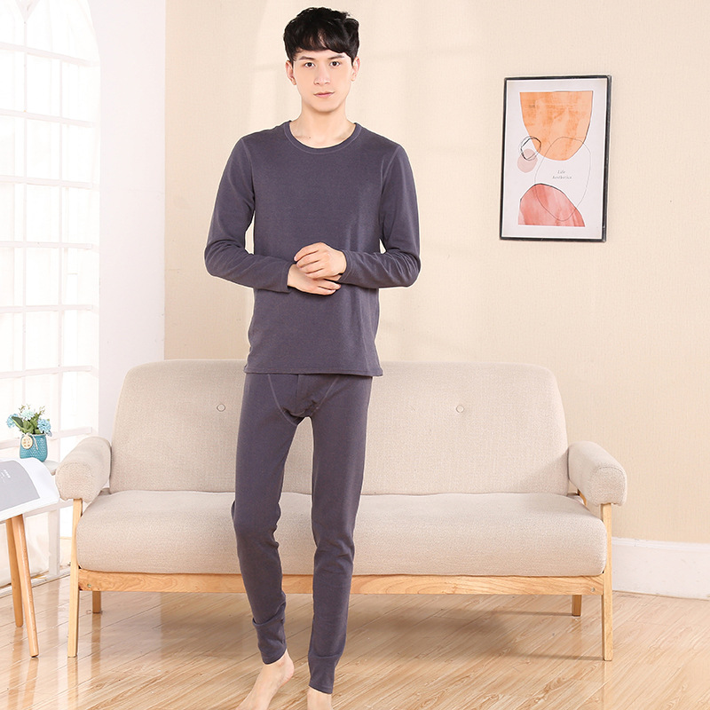 Dralon Warm Long Johns Top Constant Temperature Comfortable Soft Comfortable Solid Color Long-Sleeved Trousers Long Johns Thermal Underwear Set for Men