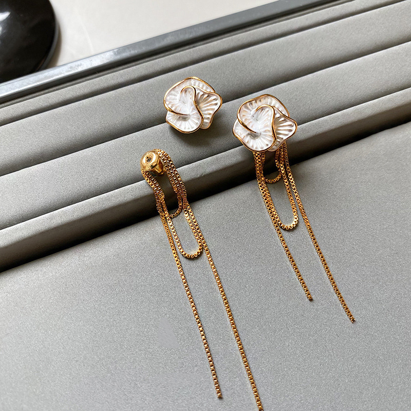 jewelry earrings popular earrings niche exquisite light luxury high-grade dignified generous style earrings camellia earrings for women