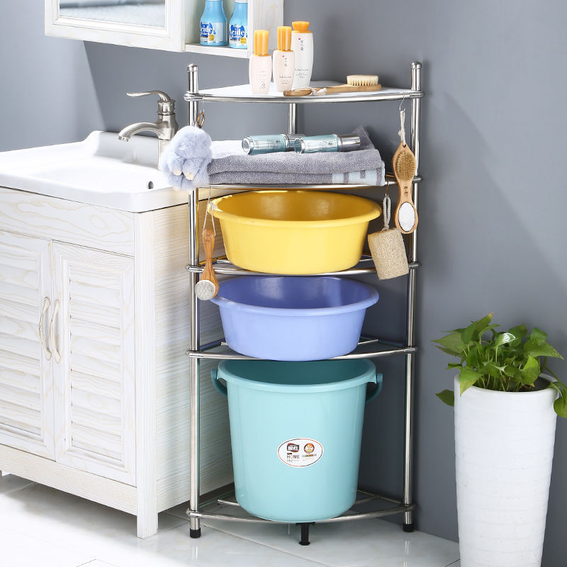 盆架批发家用收纳不锈钢脸盆收纳落地卫生间厕所置物洗手间浴室