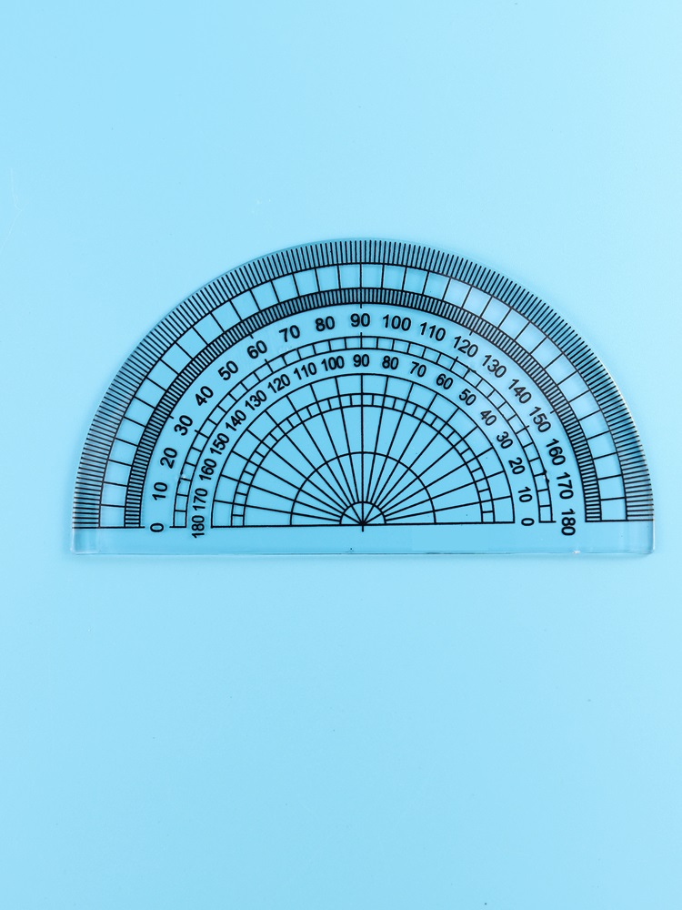 半圆量角器10cm尺子绘图小学生透明塑料双角度测量尺透明文具用品