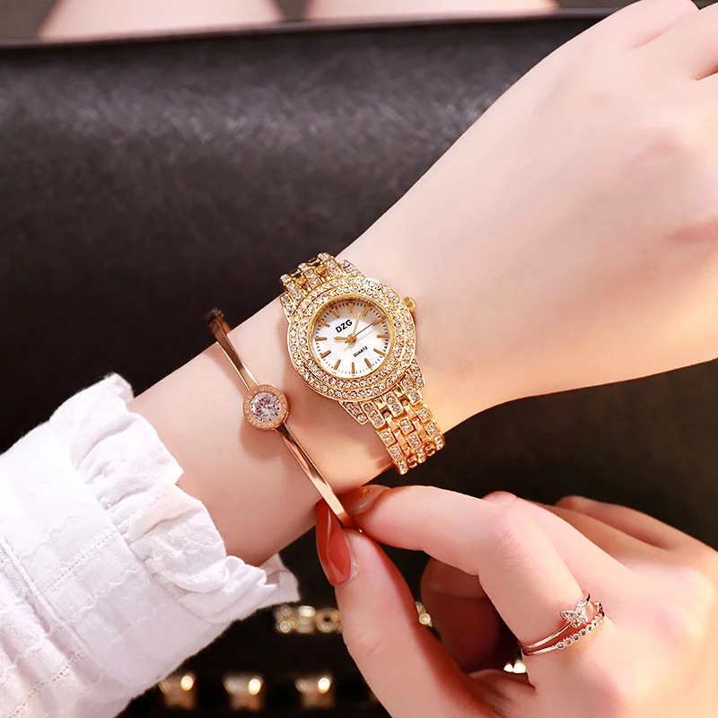 Full Diamond Steel Belt Small Dial Full Diamond Gypsophila Watch Female Small Dial Women's Quartz Watch Fashion Simple Female Student