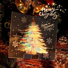 圣诞节贺卡高颜值3立体闪闪发光的树风烫金卡片高级礼物