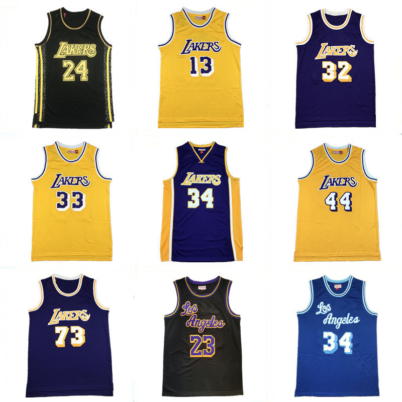 现货篮球服男女夏季湖人队复古球衣湖人张伯伦贾巴尔刺绣训练球衣