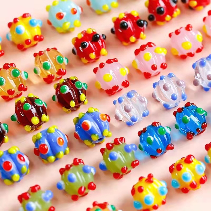Cute Dotted Color Pumpkin Beads DIY Ornament Bracelet Necklace Earrings Accessories String Beads Materials Japanese Style Glaze Beads