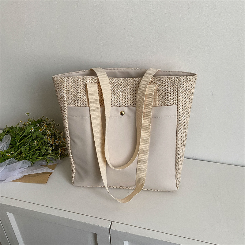 Large Capacity High Sense Bag Women's Bag 2023 Summer Fashion Artistic Ethnic Style Shoulder Bag Commute Leisure Tote Bag