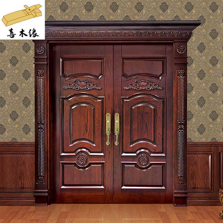 纯原木门原木实木对开庭院防盗门入户别墅双开大门南京厂家