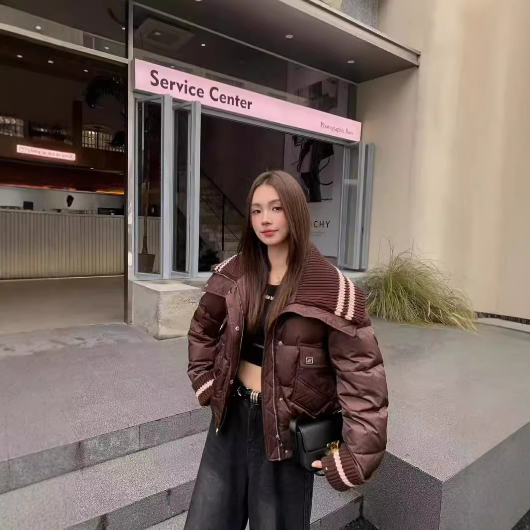 欧韩羽绒服女短款毛织翻领冬季新款小香风气质小个子加厚高档外套