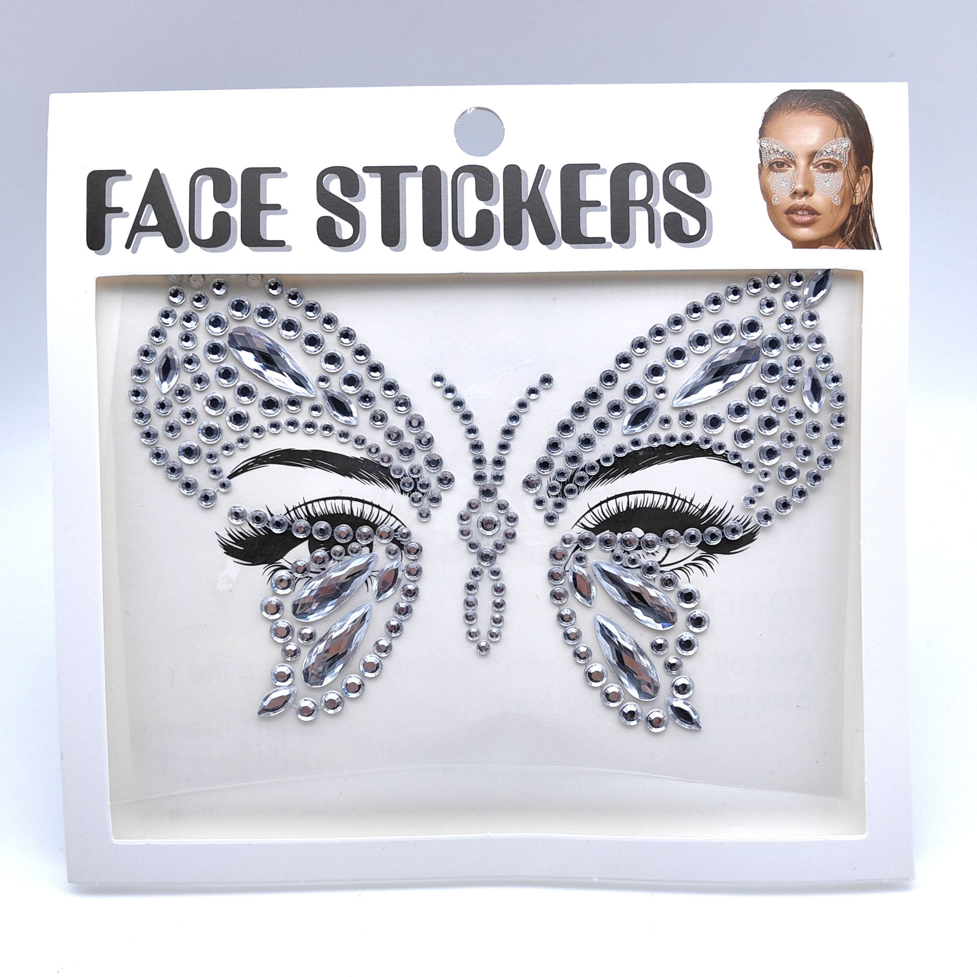 New Face Pasters Eye Face Diamond Masquerade Halloween Decoration Stick-on Crystals Decorative Personality Stage Makeup Stickers Butterfly