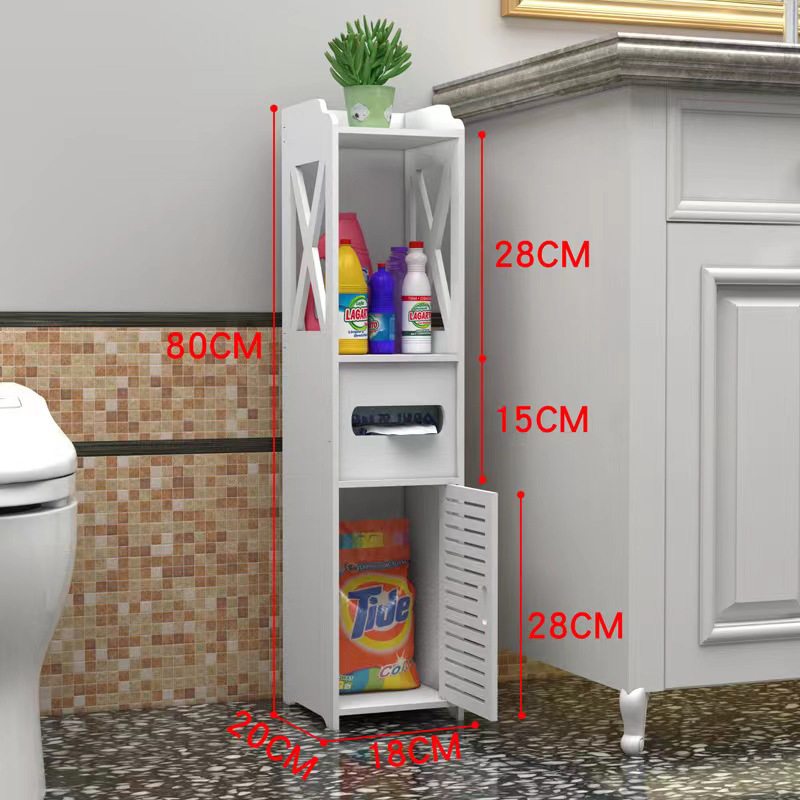 Plastic Shelf for Bathrooms Corner Side Cabinet Floor-Type Large Toilet Multi-Layer Toilet with Door Gap Storage Cabinet