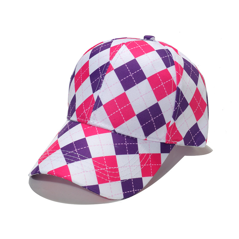 Cross-Border Amazon Spring and Summer New Sun Hat Outdoor Leisure Baseball Cap Geometric Rhombus Plaid Peaked Cap 2024