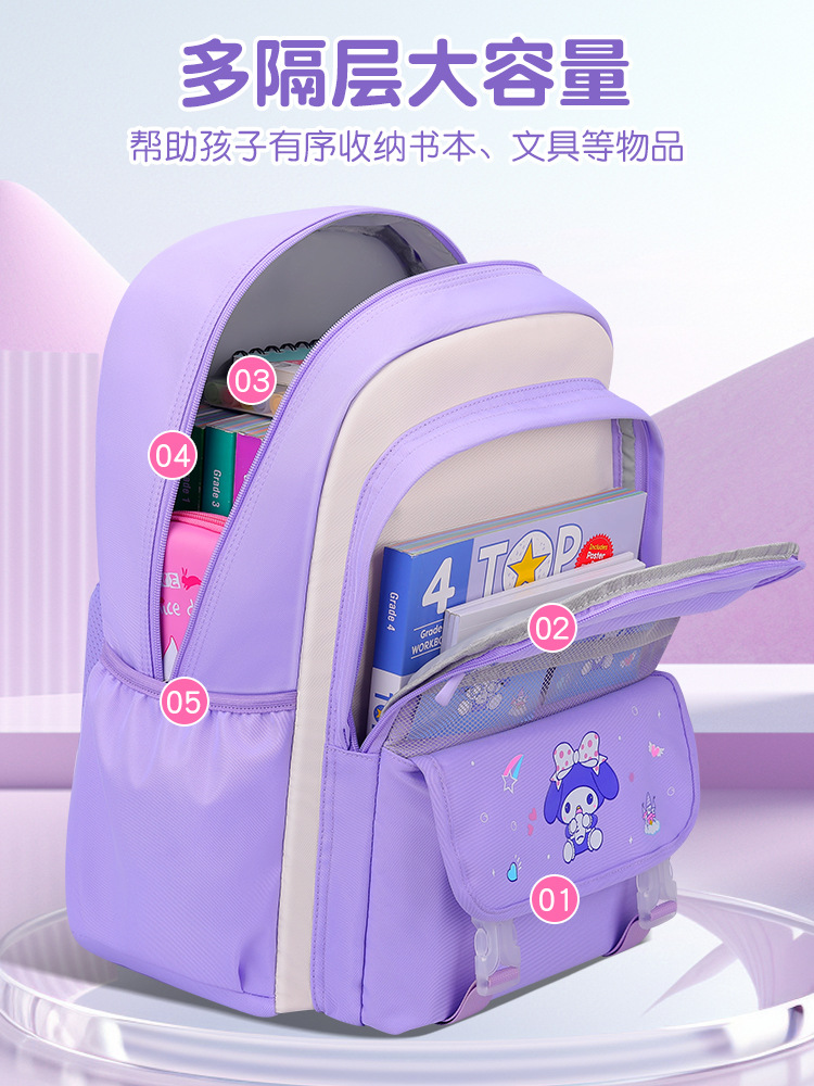 New Primary School Student Schoolbag Female Cartoon Schoolbag 1-3-6 Grade Backpack Lightweight Children Backpack