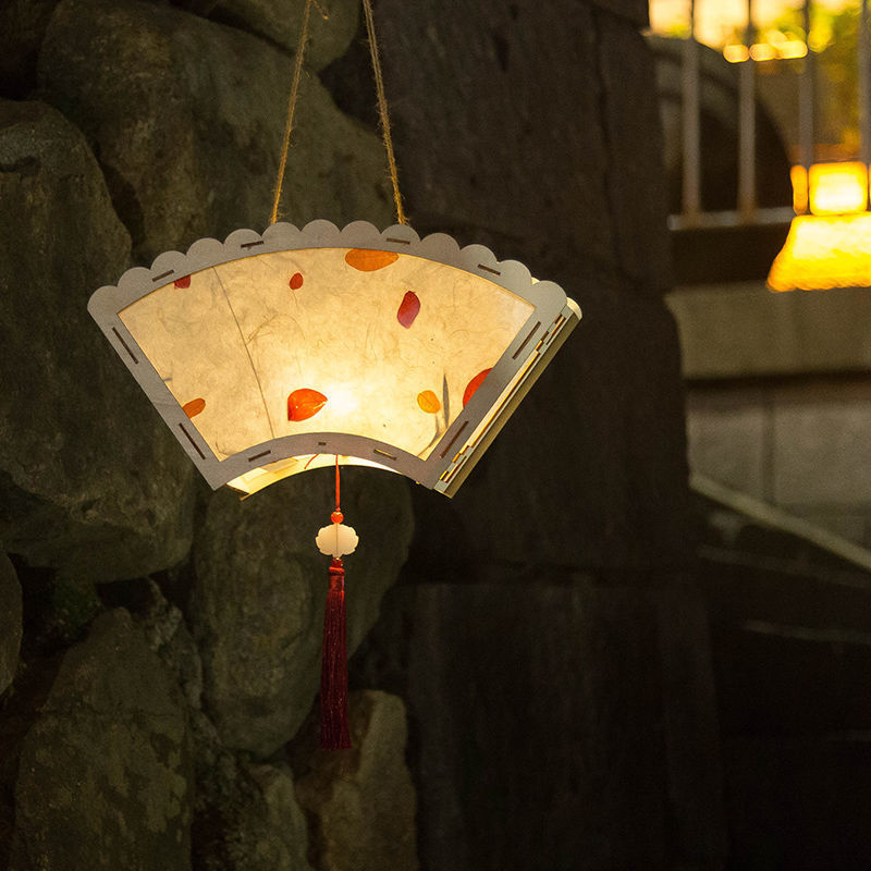 中秋节灯笼diy手工自制材料创意古风花纸灯笼儿童发光手提宫灯