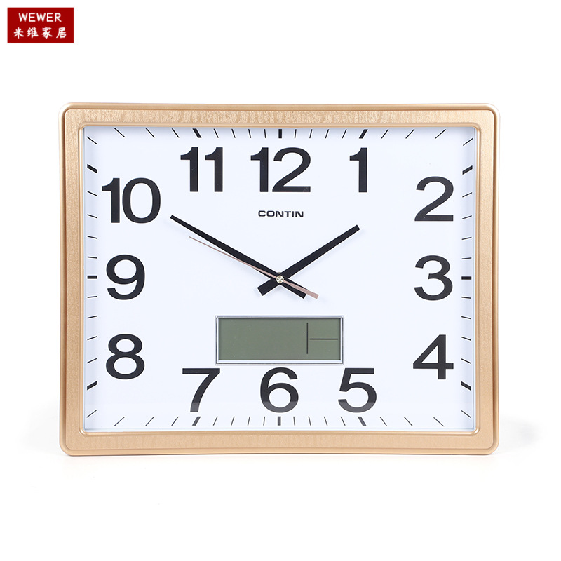 Kangtian Contin Wall Clock Square Chinese Home Office Simple Clear Large Font Rosewood in Stock Wholesale Chinese Style