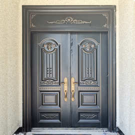 锌合金别墅大门双开门防盗门家用乡村入户门农村进户铜门外门