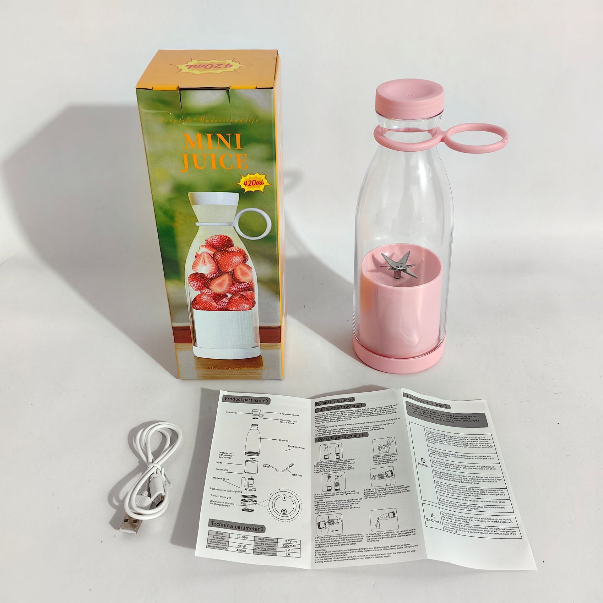 Cross-Border New Arrival Portable Wine Bottle Juicer Cup Portable Six Cutter Head Blender Small Household Electric Juicer