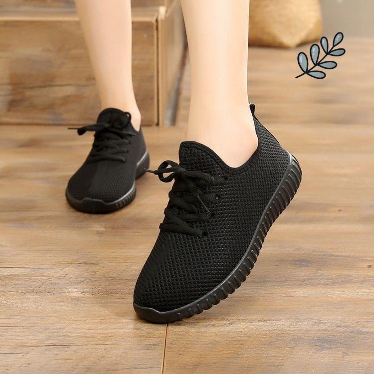 Work Shoes Not Tired Feet Casual Soft Bottom Sports Women's Shoes Women's Non-Slip All Black Kitchen Black Shoes Long Standing Work Shoes